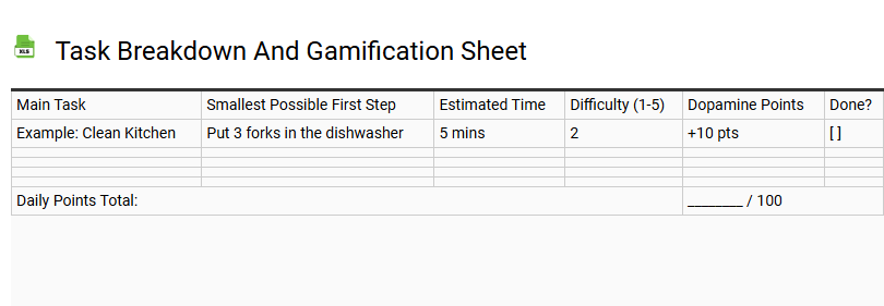 Task Breakdown and Gamification Sheet