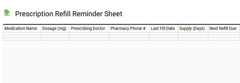 Prescription Refill Reminder Sheet