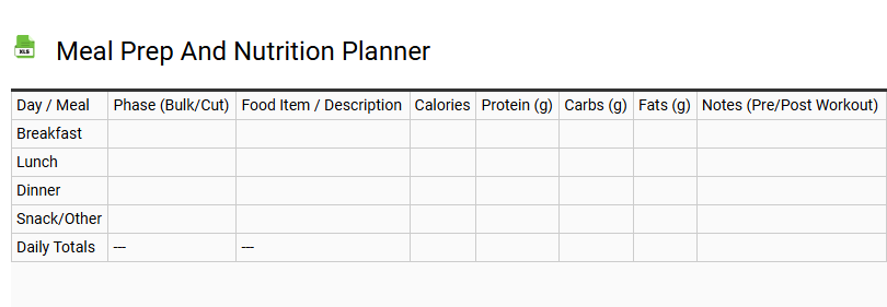 Meal Prep and Nutrition Planner