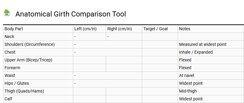Anatomical Girth Comparison Tool