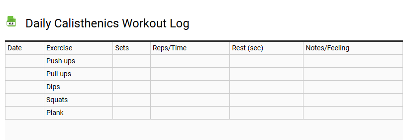 Daily Calisthenics Workout Log