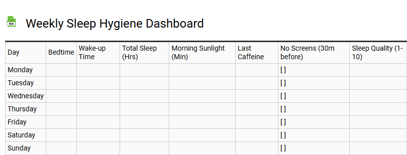 Weekly Sleep Hygiene Dashboard