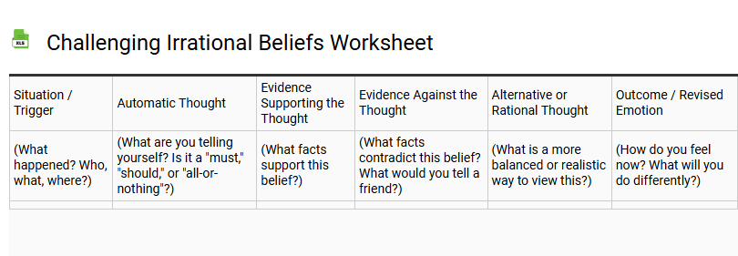 Challenging Irrational Beliefs Worksheet