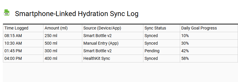 Smartphone-Linked Hydration Sync Log