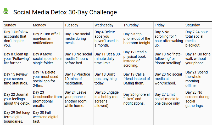 Social Media Detox 30-Day Challenge