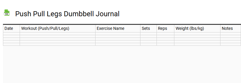 Push Pull Legs Dumbbell Journal
