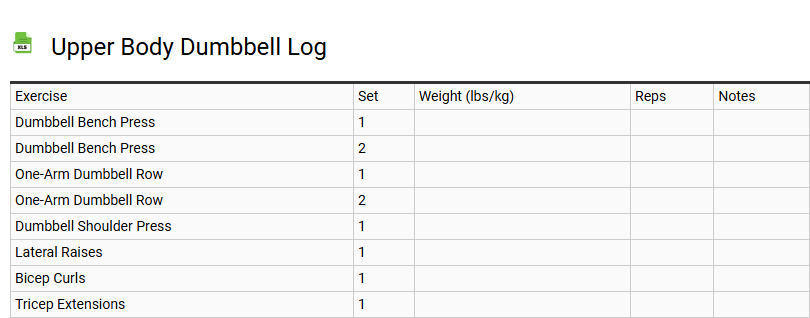 Upper Body Dumbbell Log