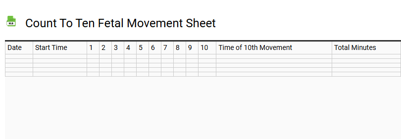 Count to Ten Fetal Movement Sheet
