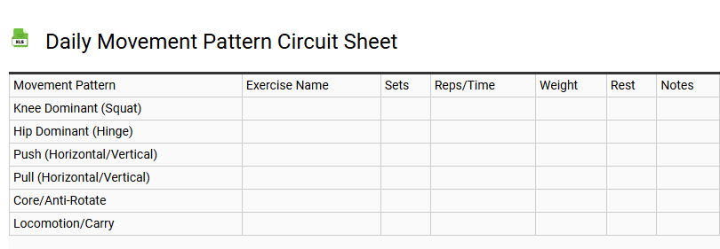 Daily Movement Pattern Circuit Sheet