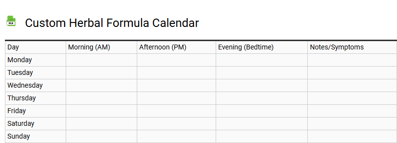 Custom Herbal Formula Calendar