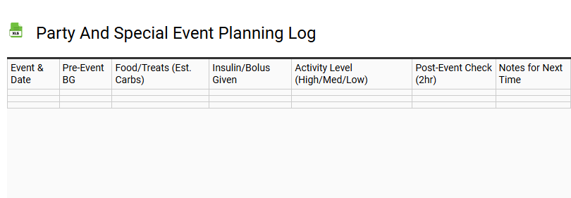 Party and Special Event Planning Log