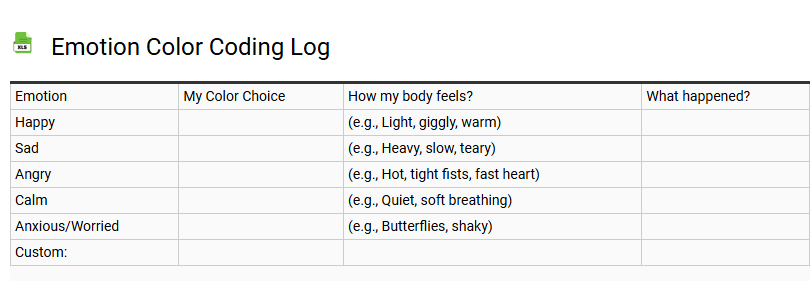 Emotion Color Coding Log