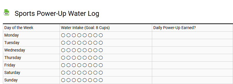 Sports Power-Up Water Log