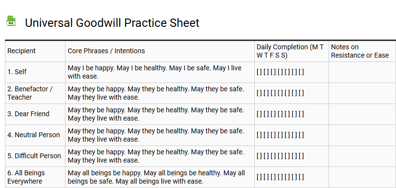 Universal Goodwill Practice Sheet