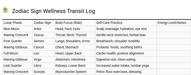 Zodiac Sign Wellness Transit Log