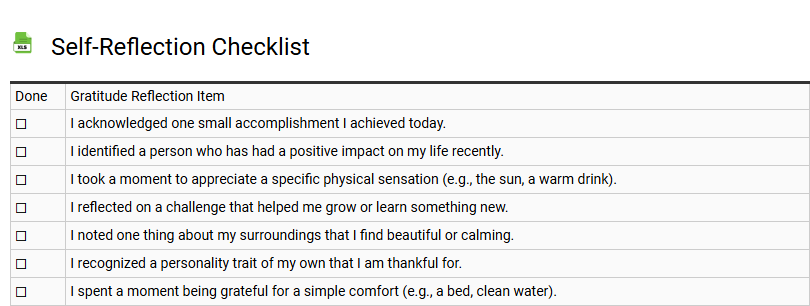 Self-Reflection Checklist