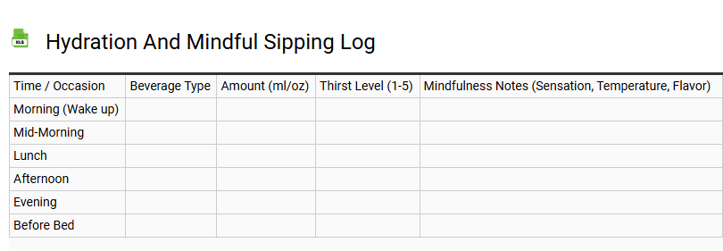 Hydration and Mindful Sipping Log