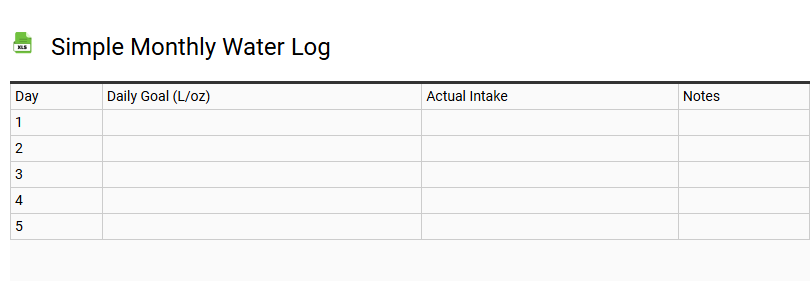 Simple Monthly Water Log