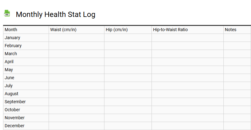 Monthly Health Stat Log