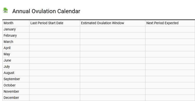 Annual Ovulation Calendar