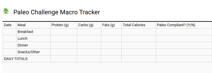 Paleo Challenge Macro Tracker