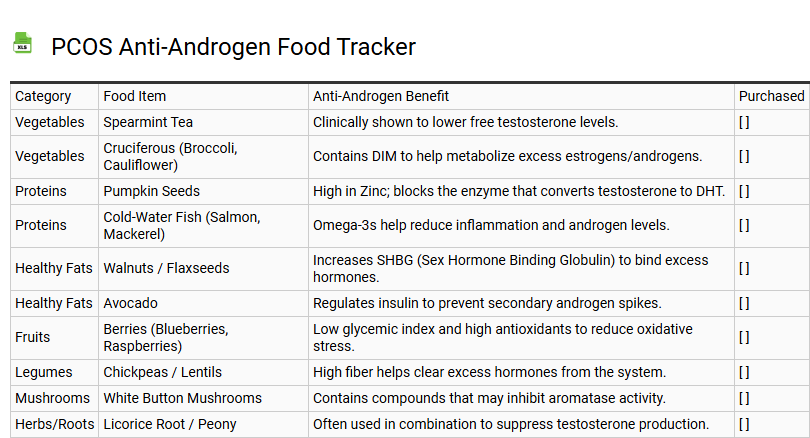PCOS Anti-Androgen Food Tracker
