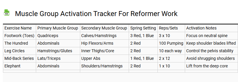 Muscle Group Activation Tracker for Reformer Work
