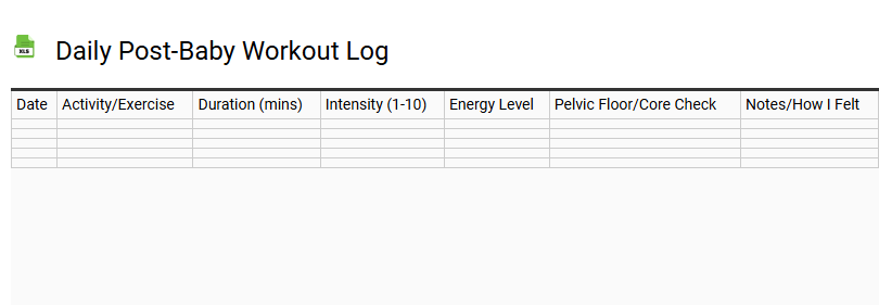 Daily Post-Baby Workout Log