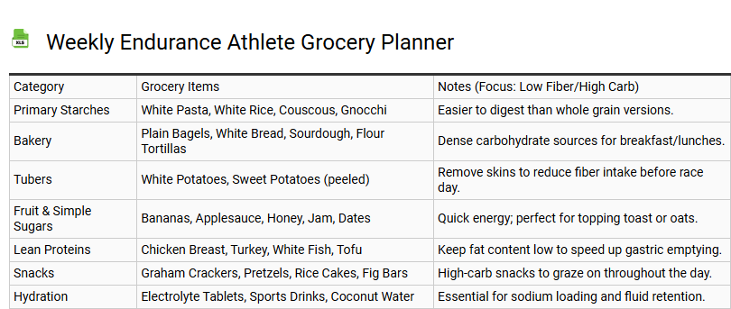 Weekly Endurance Athlete Grocery Planner