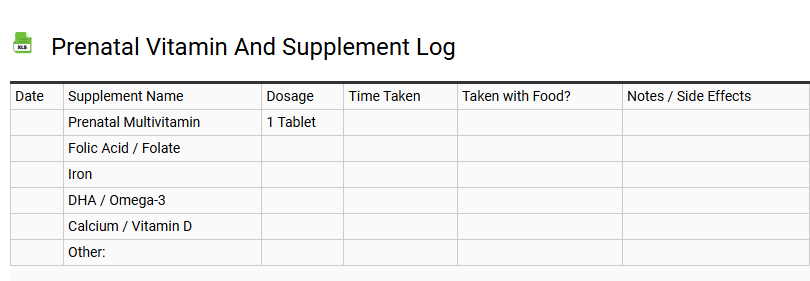 Prenatal Vitamin and Supplement Log