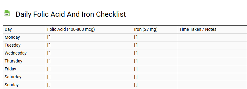 Daily Folic Acid and Iron Checklist
