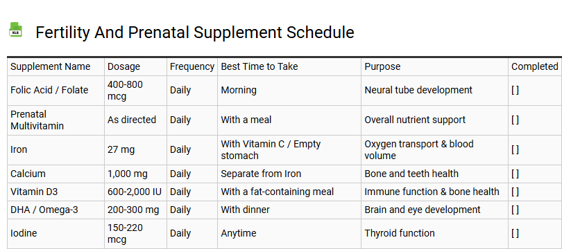 Fertility and Prenatal Supplement Schedule