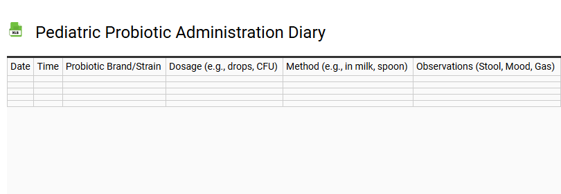 Pediatric Probiotic Administration Diary