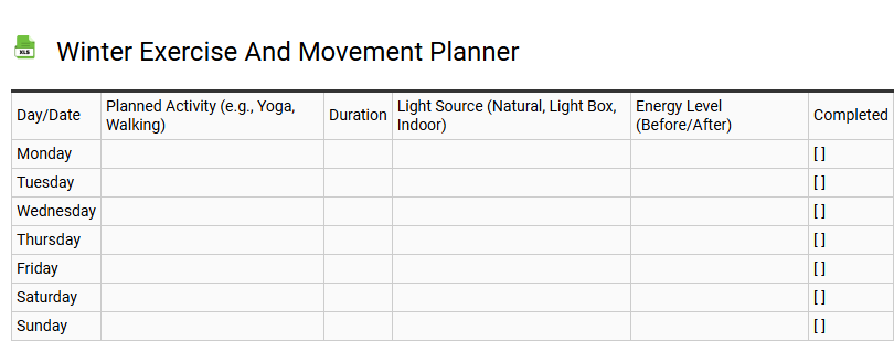 Winter Exercise and Movement Planner