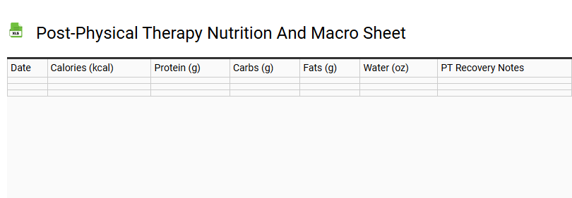 Post-Physical Therapy Nutrition and Macro Sheet