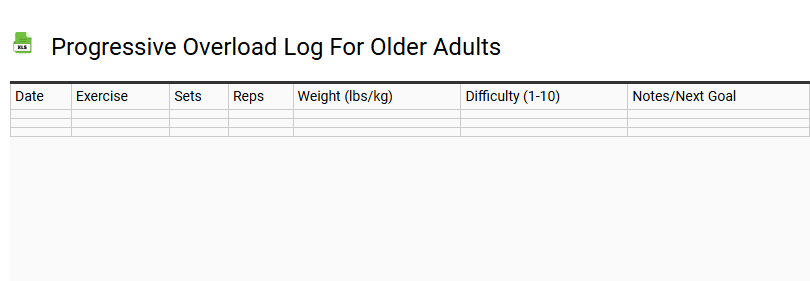Progressive Overload Log for Older Adults
