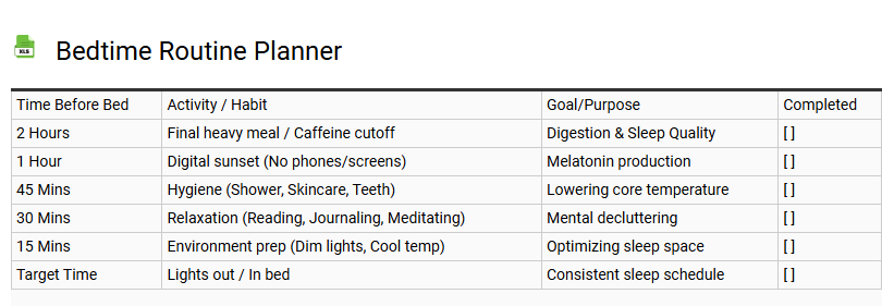 Bedtime Routine Planner