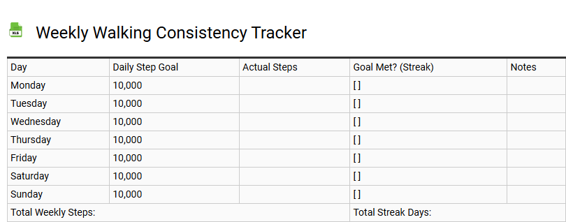 Weekly Walking Consistency Tracker