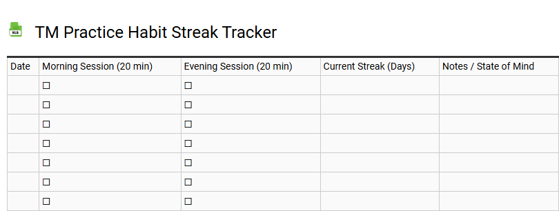 TM Practice Habit Streak Tracker