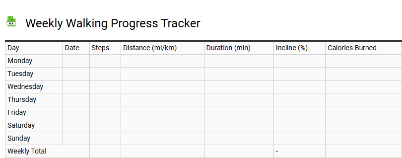 Weekly Walking Progress Tracker