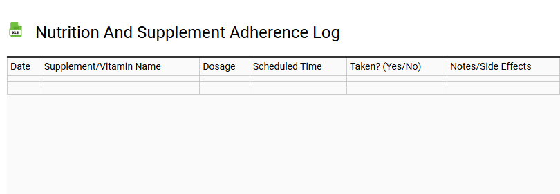 Nutrition and Supplement Adherence Log
