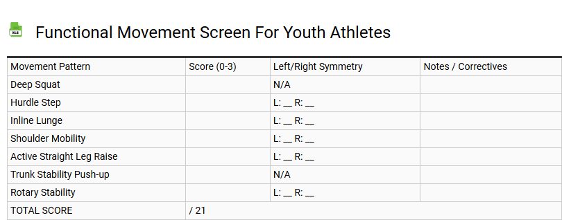 Functional Movement Screen for Youth Athletes