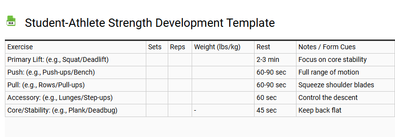 Student-Athlete Strength Development Template
