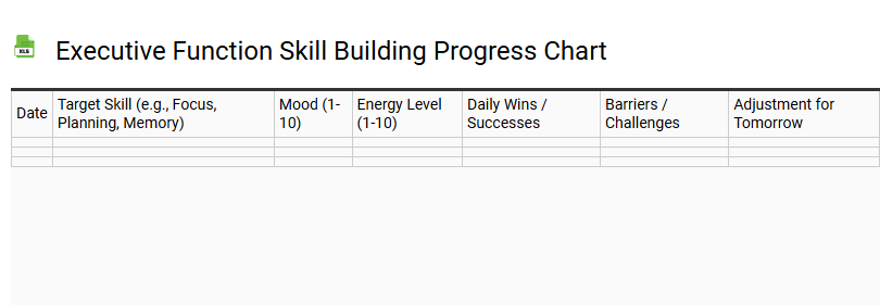 Executive Function Skill Building Progress Chart