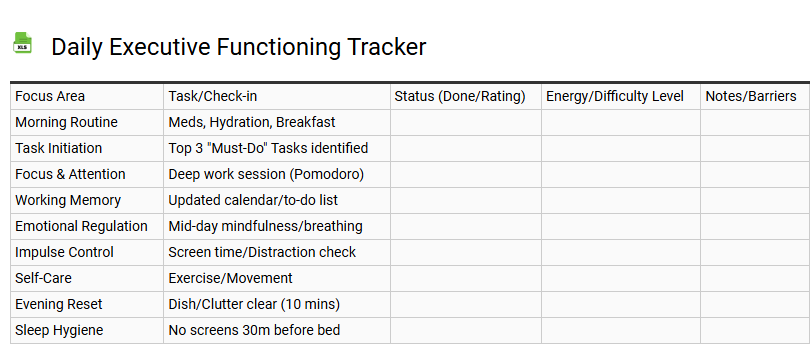 Daily Executive Functioning Tracker