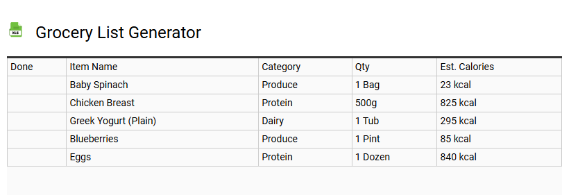 Grocery List Generator