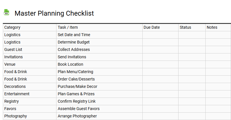 Master Planning Checklist