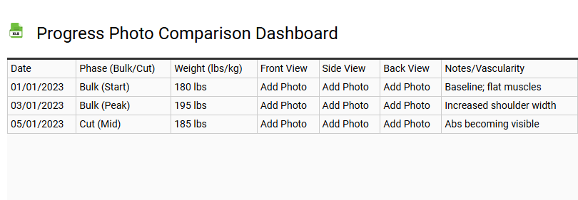 Progress Photo Comparison Dashboard