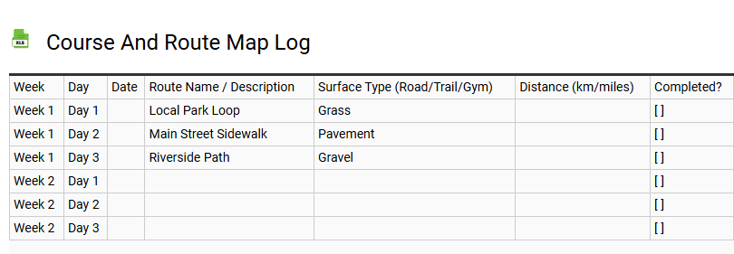 Course and Route Map Log