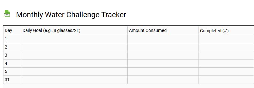 Monthly Water Challenge Tracker